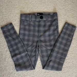 Zara Plaid Skinny Pants - Black & Gray
